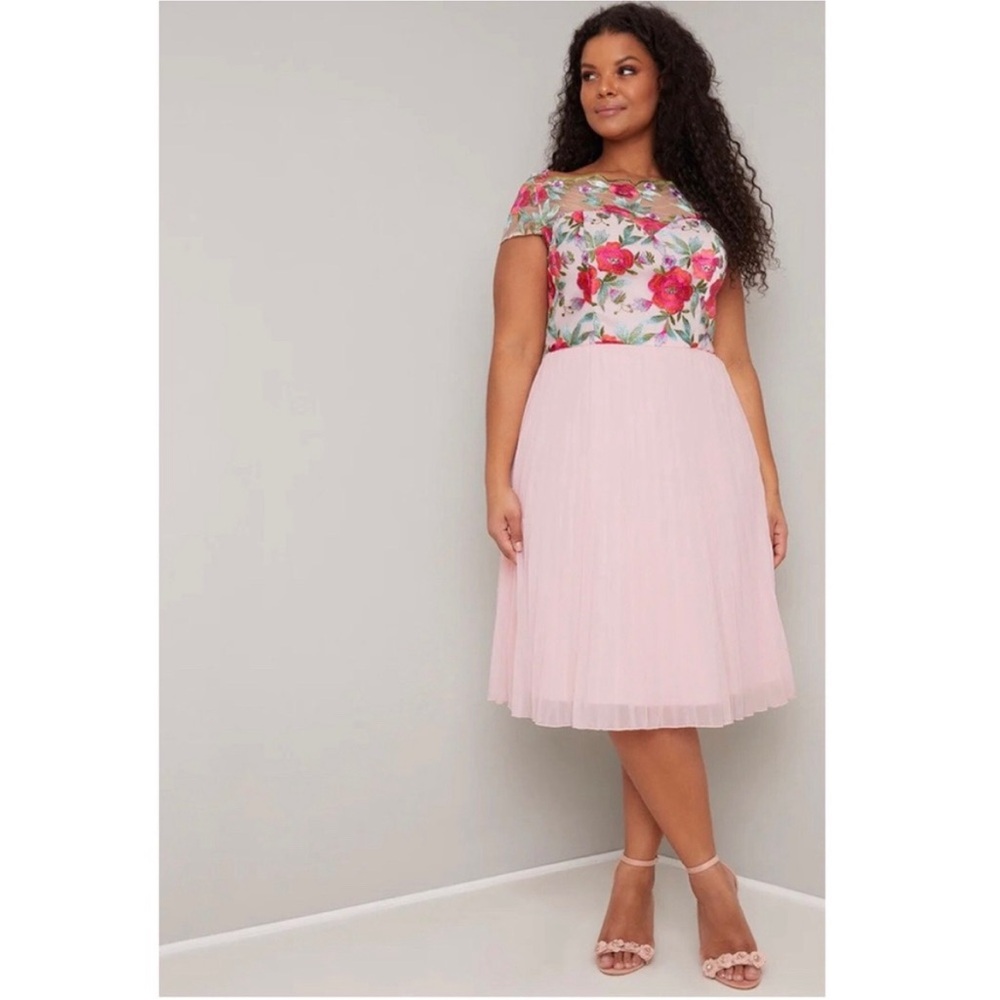 Chi Chi London Floral Pink Midi Dress